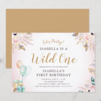 Flowers & Feathers Wild One Girl's 1st Birthday