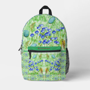 Flowers Ferns Grass Rocks Painting Personalised Printed Backpack