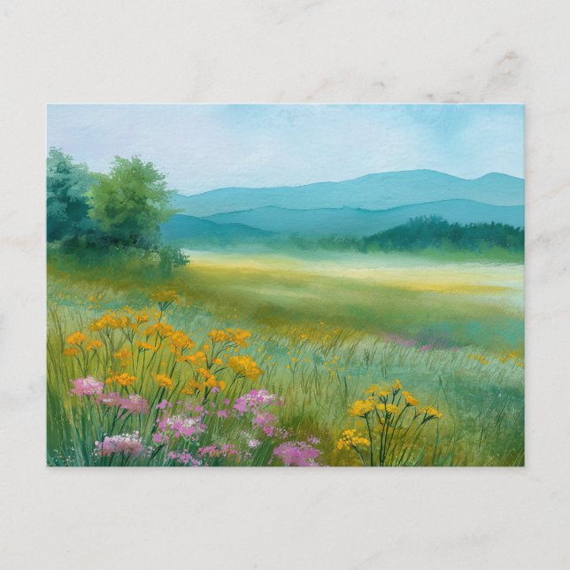 Flowers Field Nature Scene  Postcard (Front)