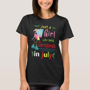 Flowers Flamingo Just A Girl Who Loves Christmas I T-Shirt