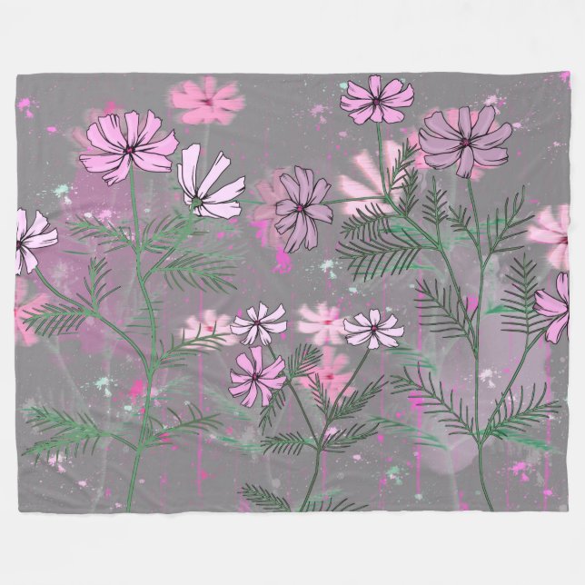 Flowers Fleece Blanket (Front (Horizontal))