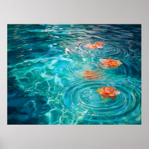 Flowers Floating on Water Poster