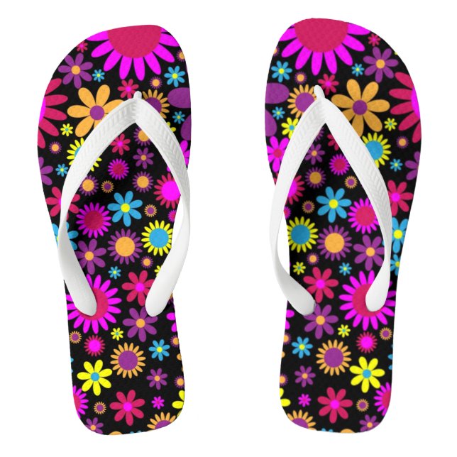 Flowers Floral Background Pattern Jandals (Footbed)