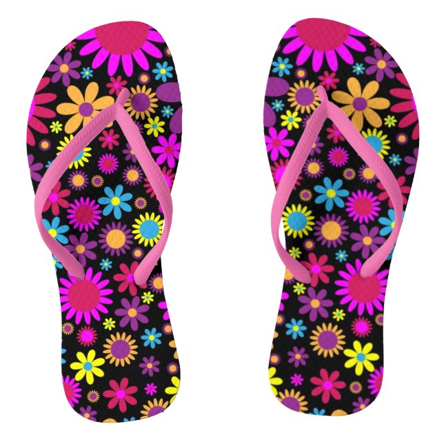 Flowers Floral Background Pattern Jandals (Footbed)