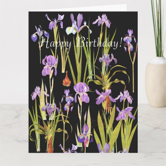 Flowers Floral Botanical Iris Big Birthday Card (Front)