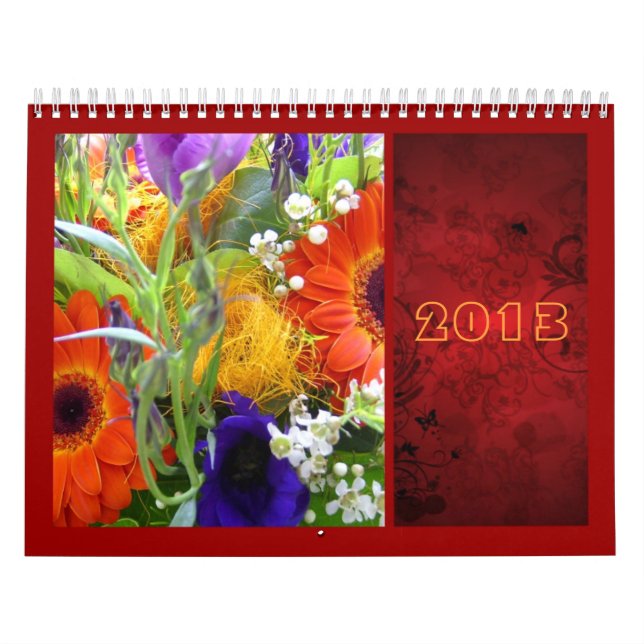 Flowers floral bouquet bunch red elegant calendar (Cover)