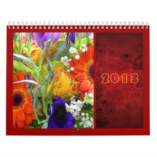 Flowers floral bouquet bunch red elegant calendar