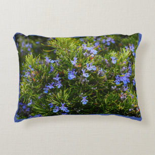 Flowers Floral Greenery Full Bloom Blue Decorative Cushion