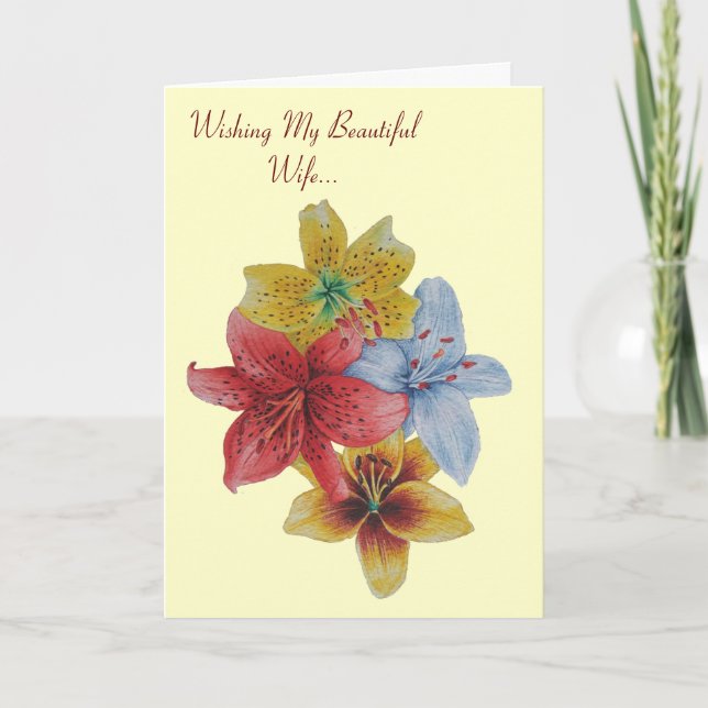 flowers floral lilies wife original love verse card (Front)