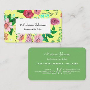 Flowers Floral Monogram Custom Business Cards