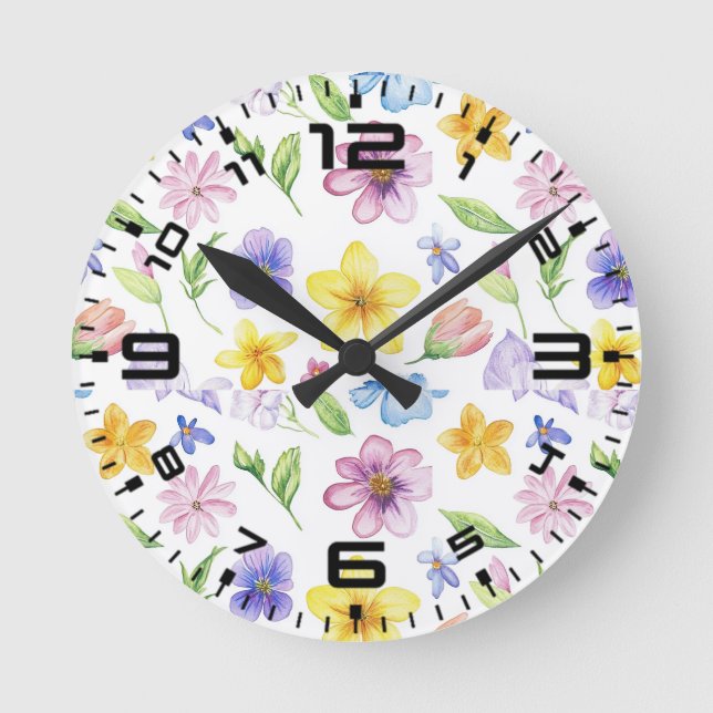 Flowers Floral Pattern Sublimation-95651 Round Clock (Front)