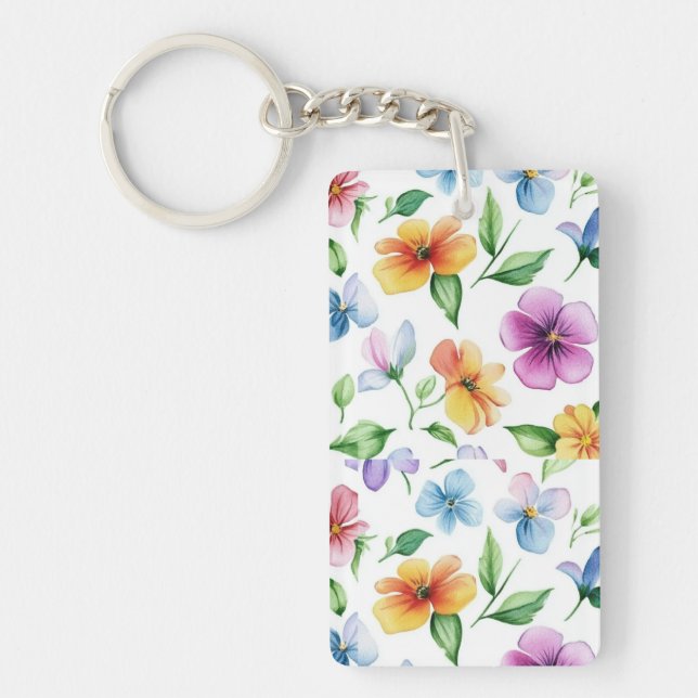 Flowers Floral Pattern Sublimation-95652 Key Ring (Front)