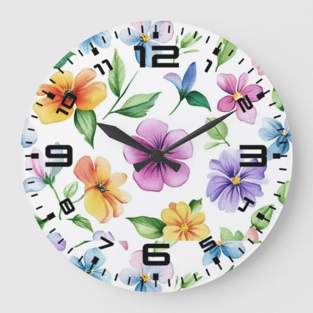 Flowers Floral Pattern Sublimation-95652 Large Clock (Front)