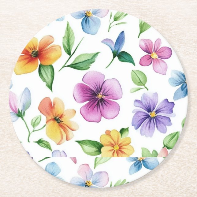 Flowers Floral Pattern Sublimation-95652 Round Paper Coaster (Front)