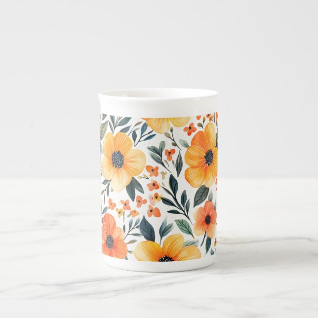 Flowers Floral Pattern Sublimation-95654 Bone China Mug (Front)