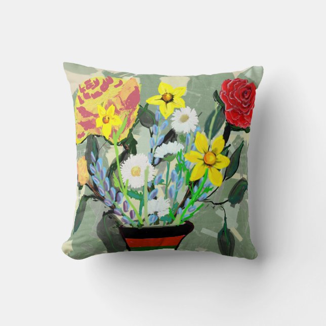 Flowers Floral Throw Pillows (Front)