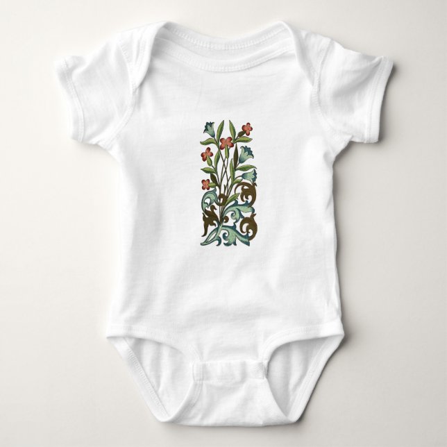 Flowers Floral Wallpaper Art Nouveau Pretty Baby Bodysuit (Front)