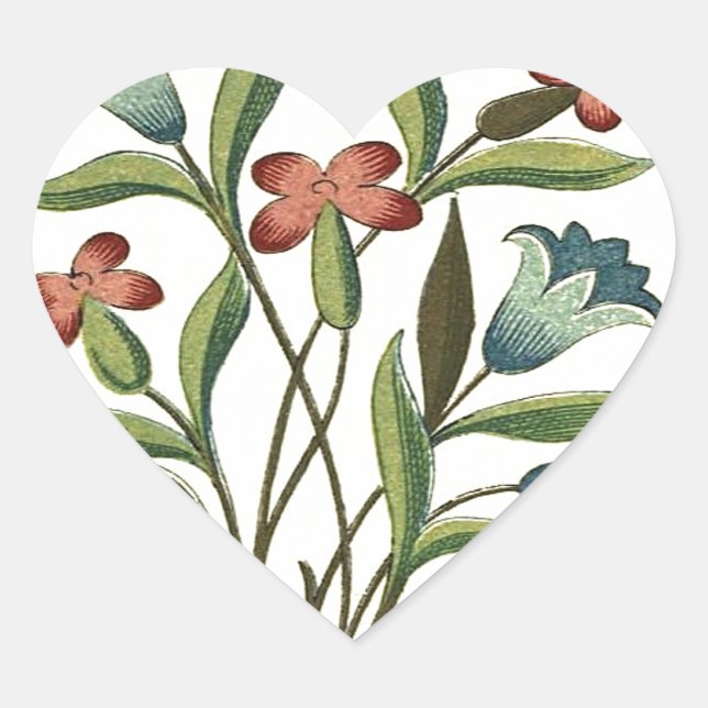 Flowers Floral Wallpaper Art Nouveau Pretty Heart Sticker (Front)