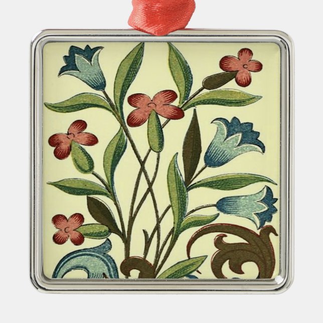 Flowers Floral Wallpaper Art Nouveau Pretty Metal Tree Decoration (Front)