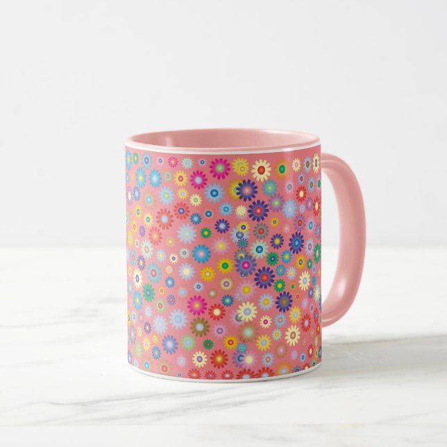 Flowers florals pattern Pink Nature Mug (Front Right)