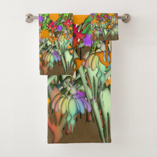 Flowers Flowers Flowers Green Bath Towel Set