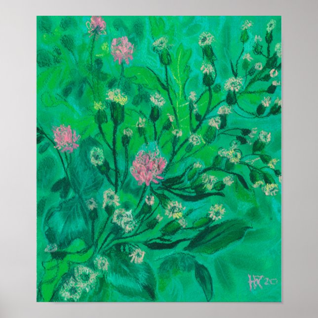 Flowers For Bumblebee, Summer Wildflowers Painting Poster (Front)