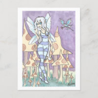 Flowers for Fae fairy + Bird Fantasy Art Print