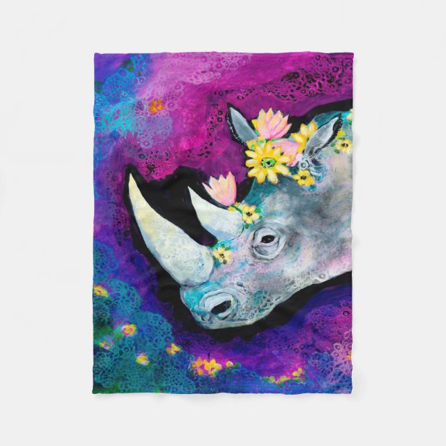 Flowers for Rhino Fleece Blanket (Front)