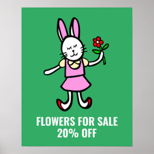 Flowers for Sale Sign, Valentine's Day Poster