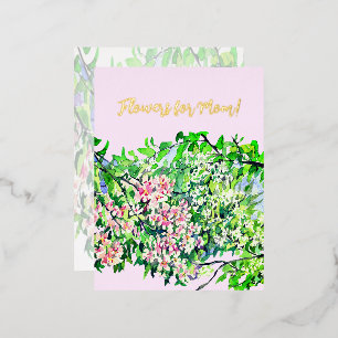 Flowers for the best mum! foil holiday postcard