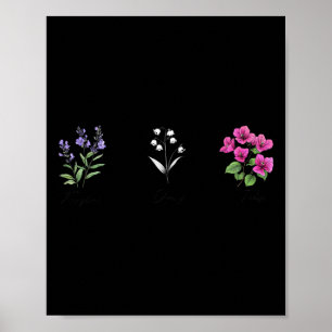 Flowers Foxglove Daisy Tulip Floral Poster