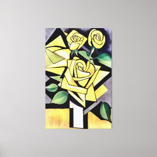 Flowers From A Friend Geometric Yellow Roses Canvas Print