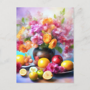 Flowers fruity beauty art postcard