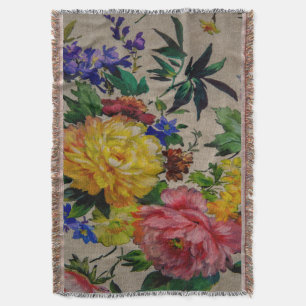 Flowers fulcolor texture Jacquard tapestry Throw Blanket