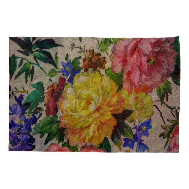 Flowers fulcolor texture pillowcase (Back)