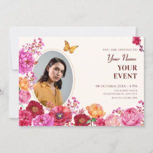 Flowers garden bloom spring photo invitation