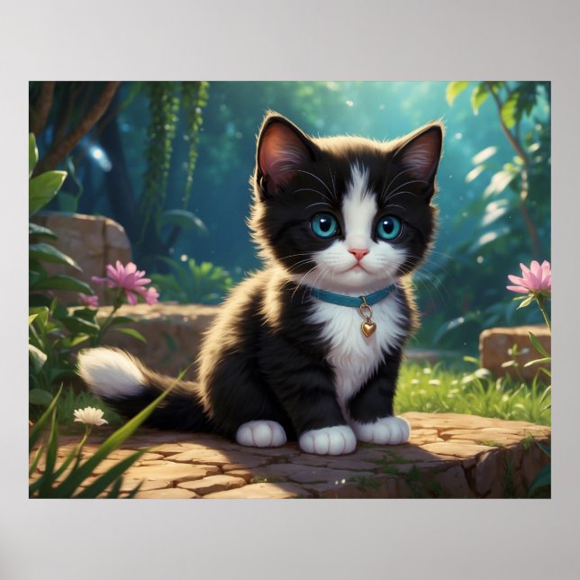 *~* Flowers Garden Kitty Cat 5:4 Feline Kitten  Poster (Front)