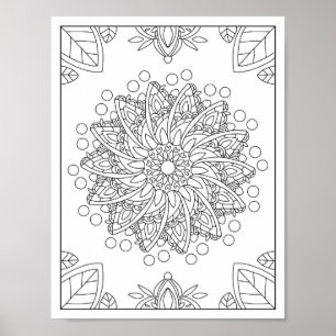 Flowers Garden Mandala Coloring Poster