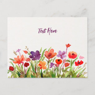 Flowers Garden Watercolor Postcard