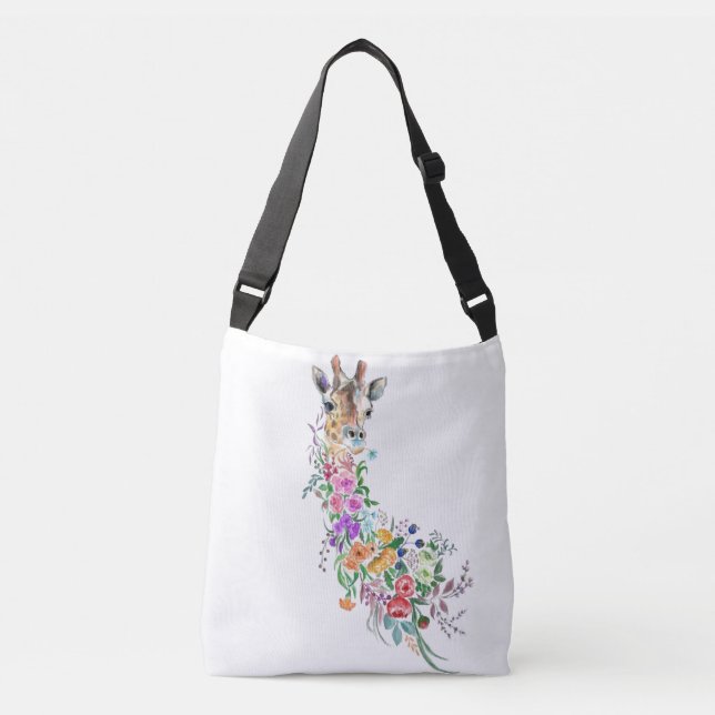Flowers Giraffe Crossbody Bag (Front)