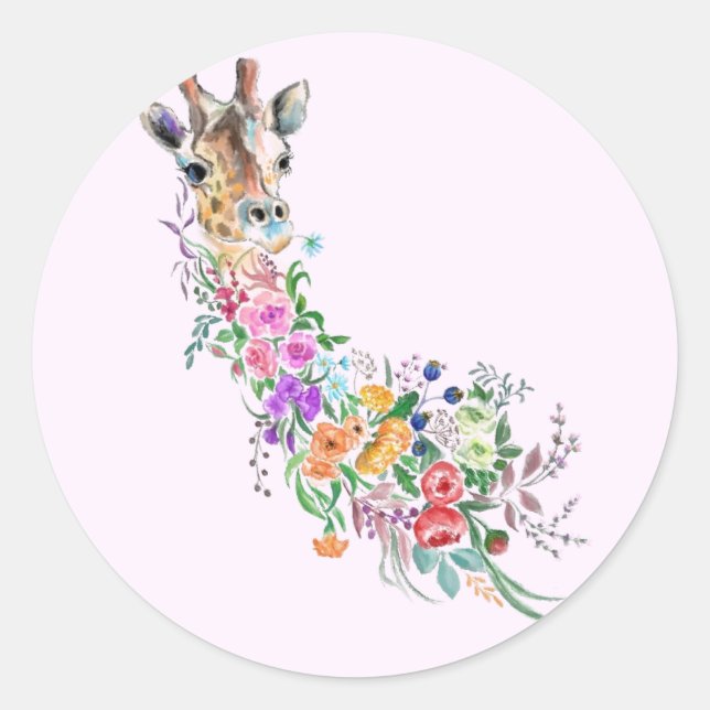 Flowers Giraffe Sticker (Front)