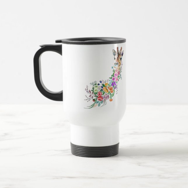 Flowers Giraffe Travel Mug (Left)