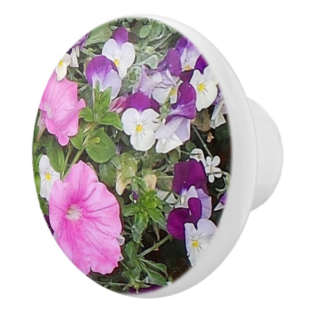 Flowers Glass Drawer Pull (Right)