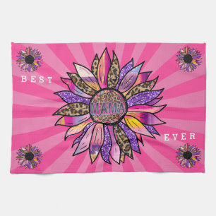 Flowers Glitter Customise Mama Tea Towel