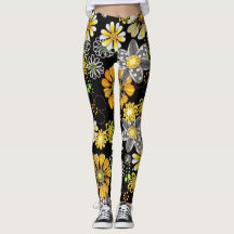 Flowers glowing in darkness leggings