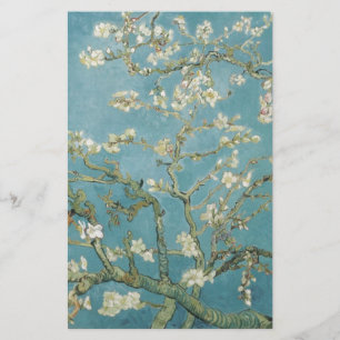 Flowers Gogh Branches Almond Blossoms Nature Stationery