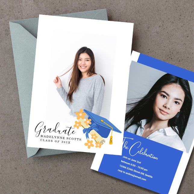 Flowers Graduate Photo Invitation (Creator Uploaded)