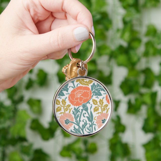Flowers, Graphic Vintage Art Key Ring (Hand)