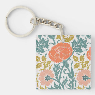 Flowers, Graphic Vintage Art Key Ring