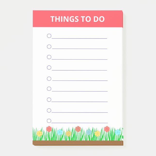 Flowers & Grass Personalised Things To Do Post-it Notes (Front)
